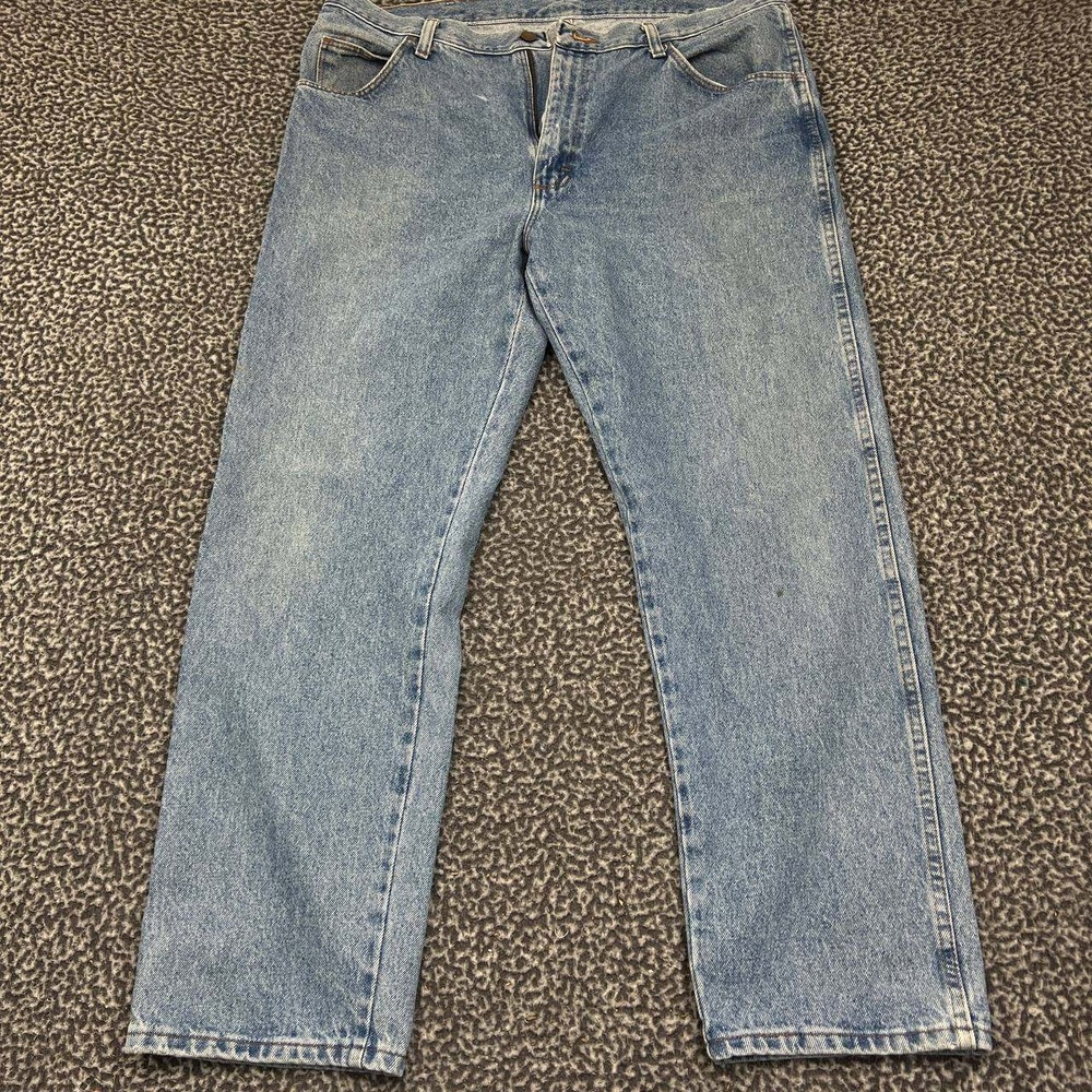 Rustler Jeans Men 38x30 Blue Straight Denim Pants Outdoor Pockets‎ Cotton
